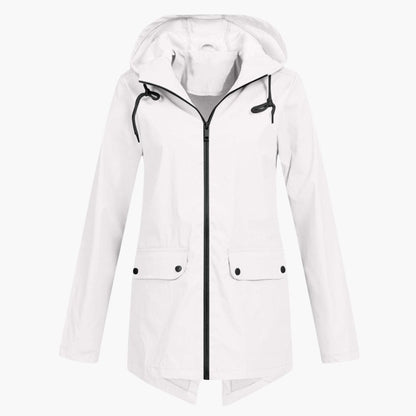 Damen Kurzregenjacke mit Kapuze und Reißverschluss 6
