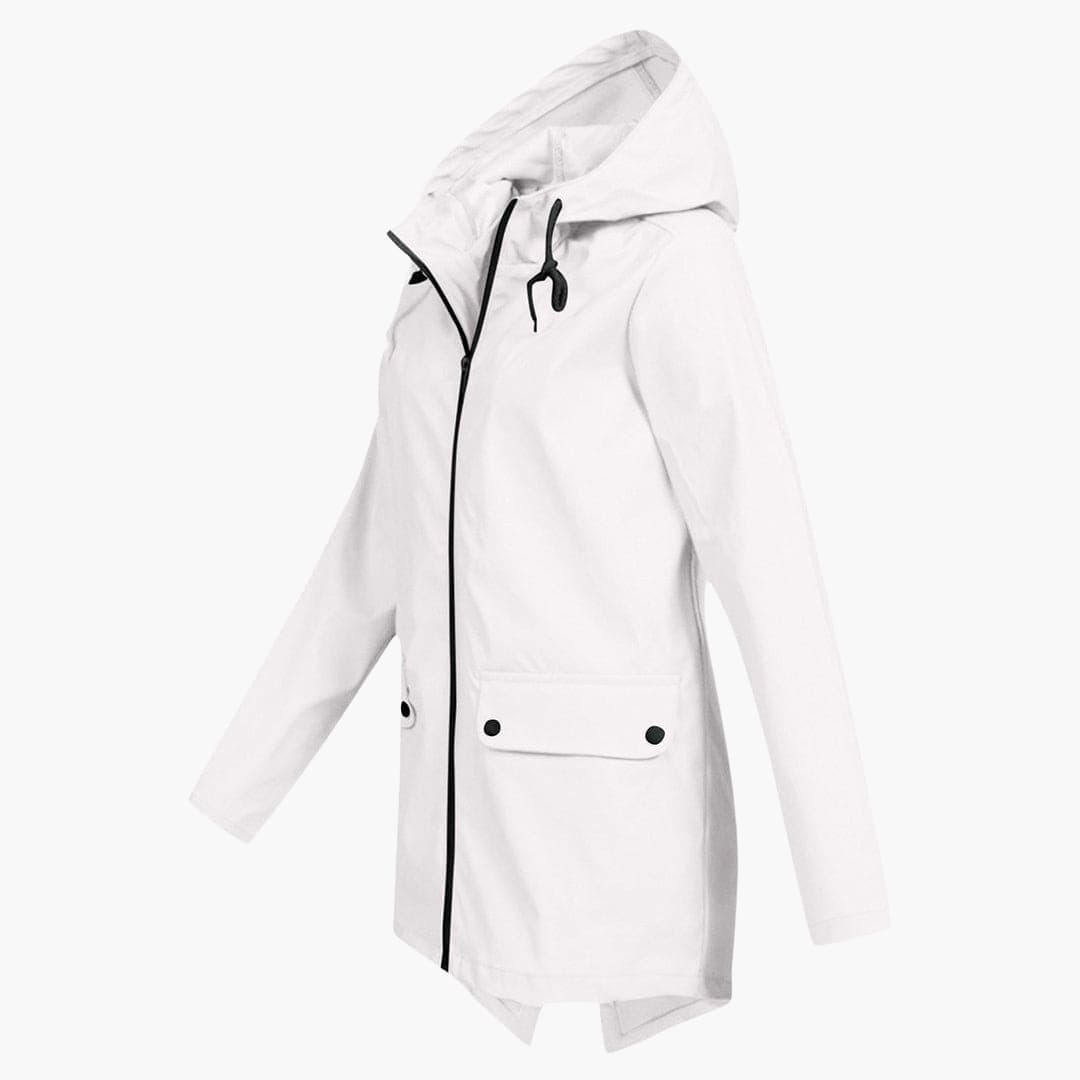 Damen Kurzregenjacke mit Kapuze und Reißverschluss 7