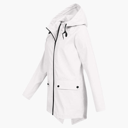 Damen Kurzregenjacke mit Kapuze und Reißverschluss 7
