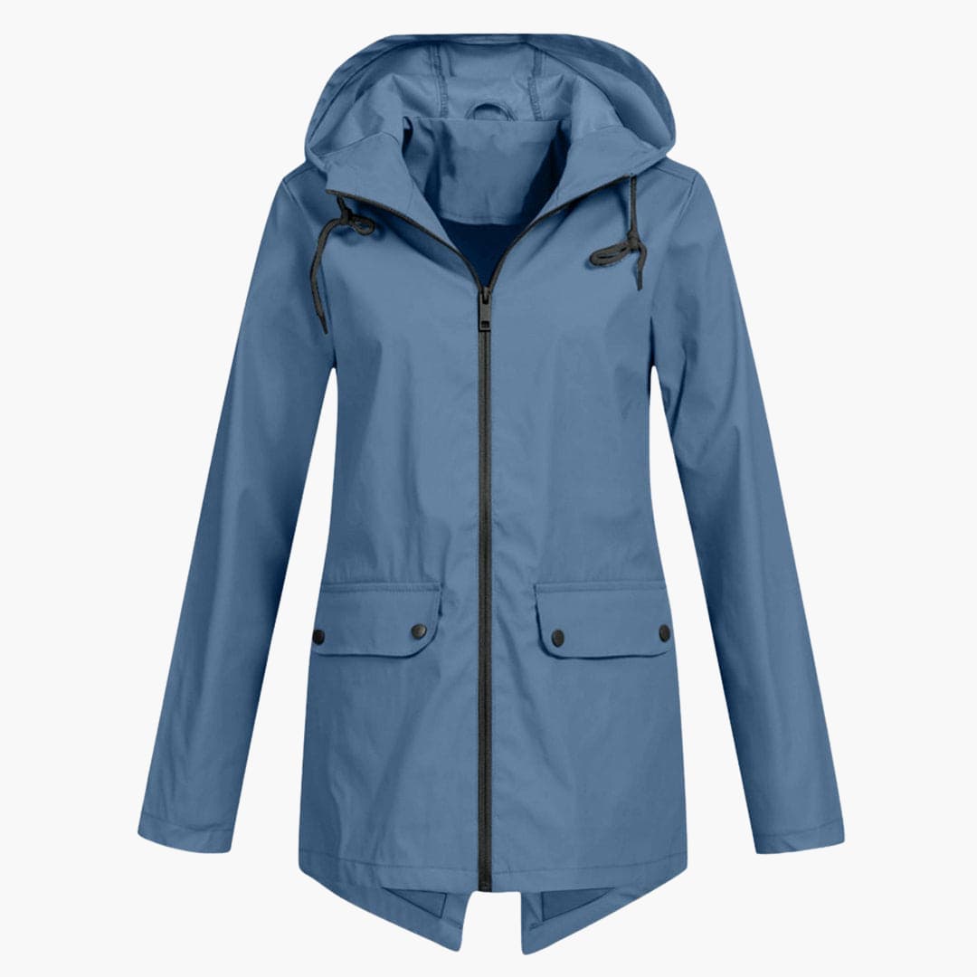 Damen Kurzregenjacke mit Kapuze und Reißverschluss 9