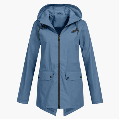 Damen Kurzregenjacke mit Kapuze und Reißverschluss 9