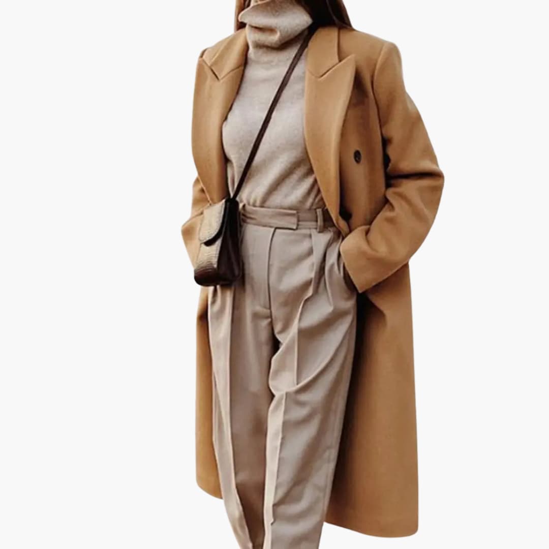 Damen Langer Trenchcoat Klassisch 0