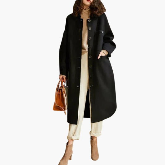 Damen Langer Trenchcoat mit Knopfleiste 0