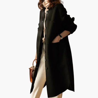 Damen Langer Trenchcoat mit Knopfleiste 1
