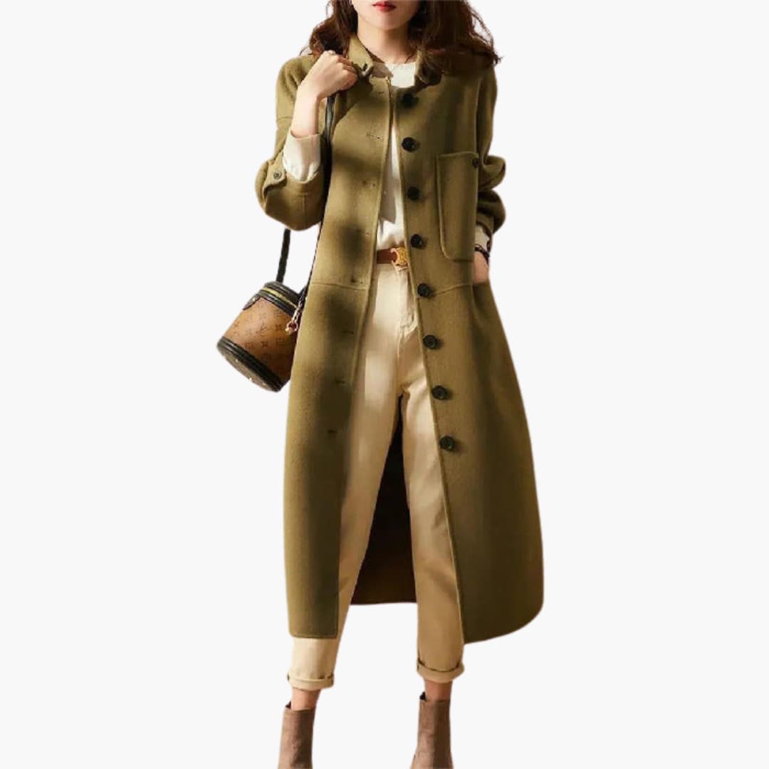 Damen Langer Trenchcoat mit Knopfleiste 2
