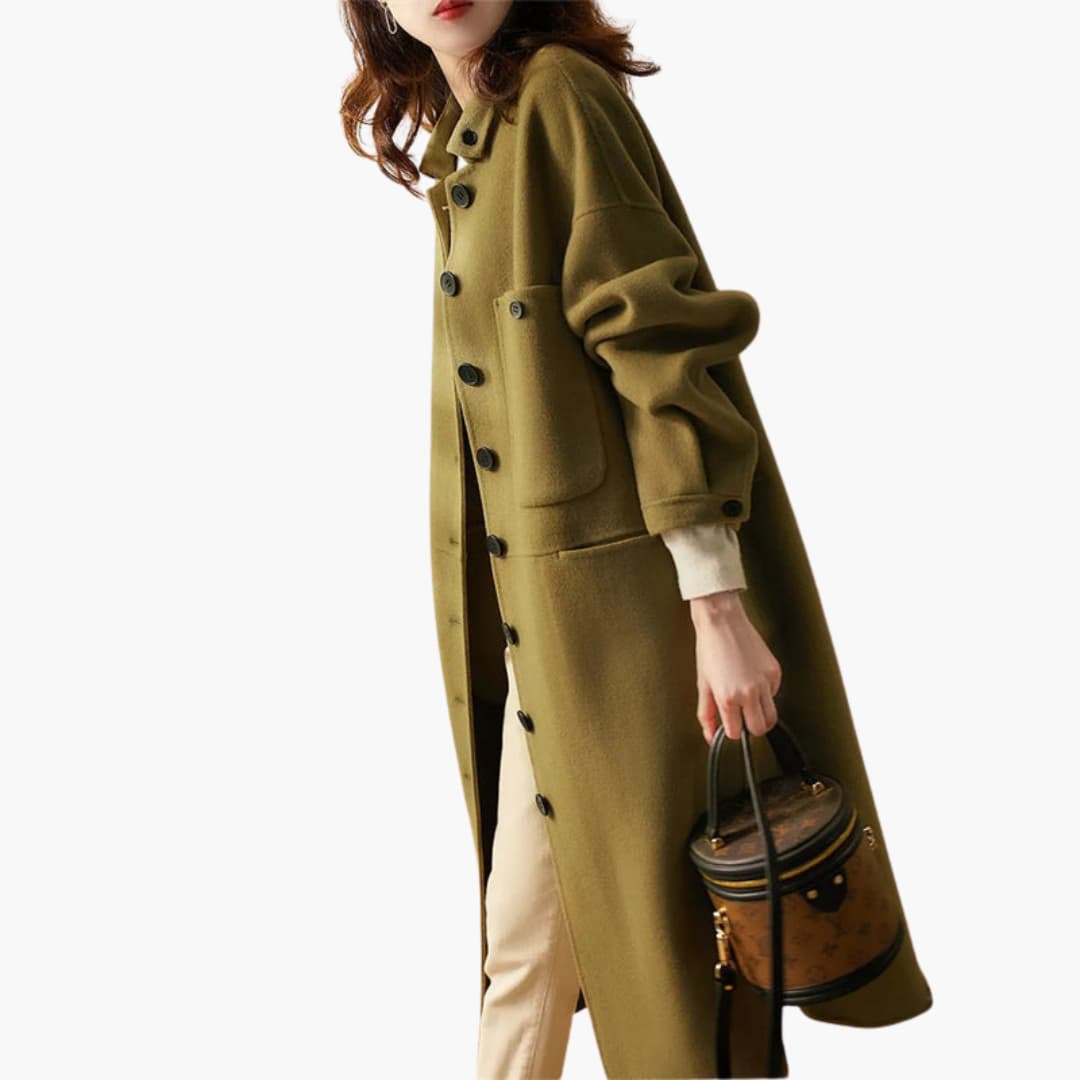 Damen Langer Trenchcoat mit Knopfleiste 3