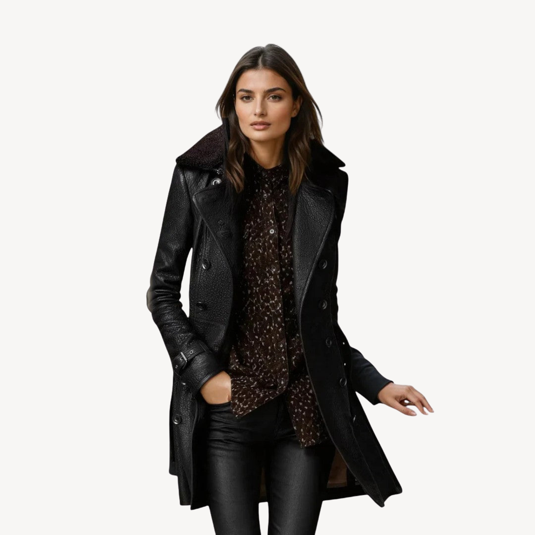 Damen Leder Trenchcoat | Loravelle 0