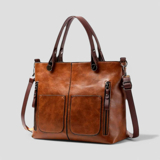 Damen Lederhandtasche mit mehreren Taschen, Umhängetasche im Vintage-Stil 0