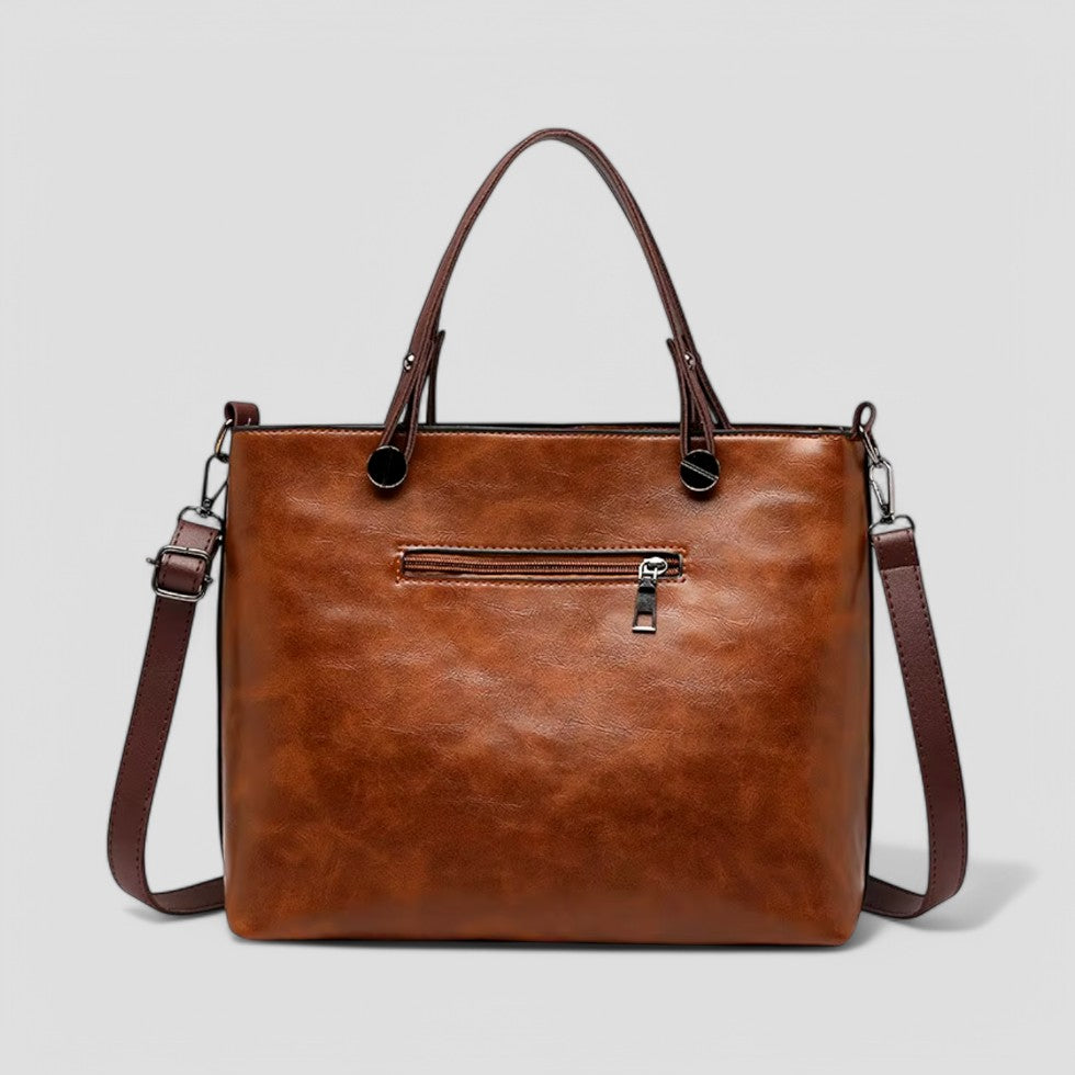 Damen Lederhandtasche mit mehreren Taschen, Umhängetasche im Vintage-Stil 1