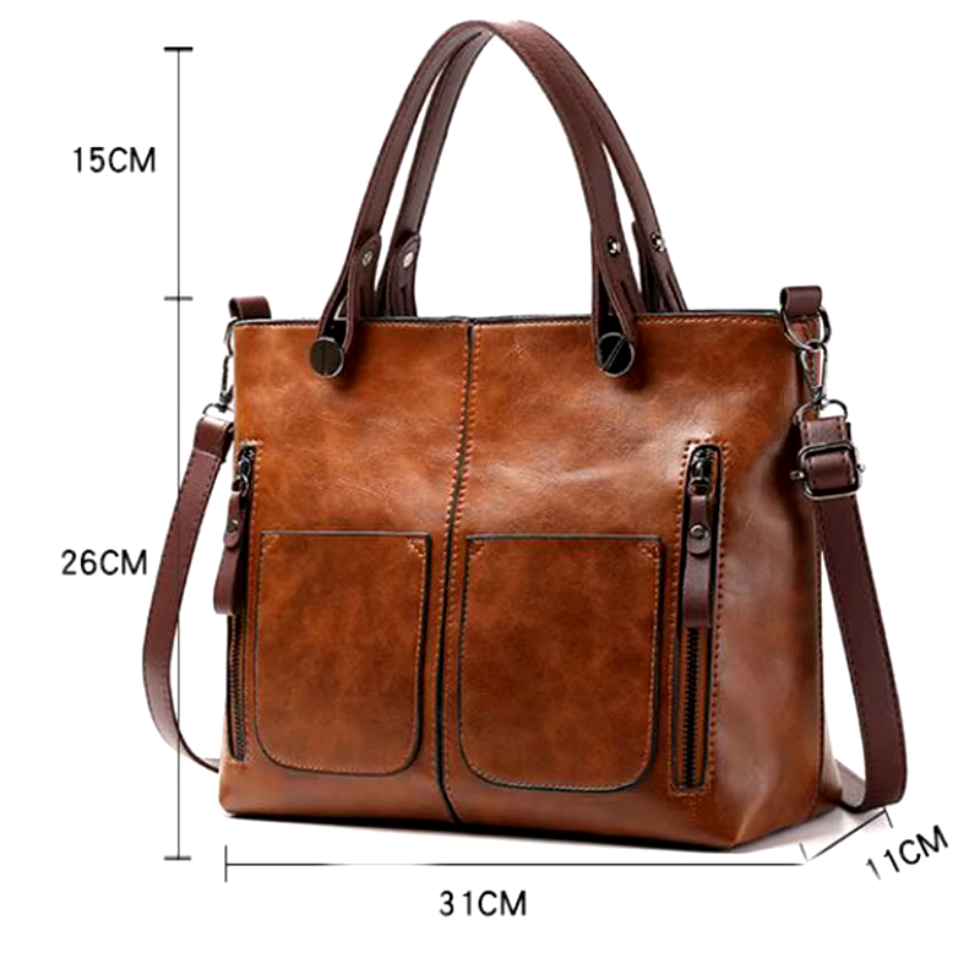 Damen Lederhandtasche mit mehreren Taschen, Umhängetasche im Vintage-Stil 5