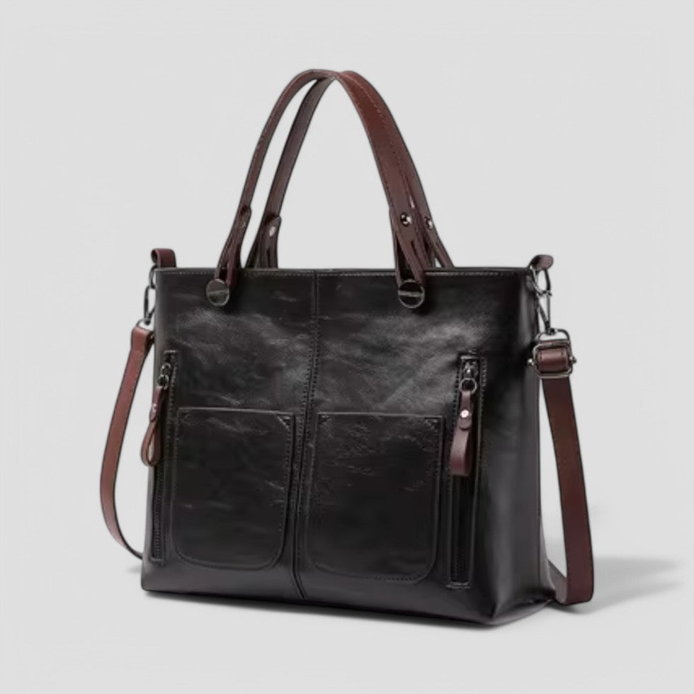 Damen Lederhandtasche mit mehreren Taschen, Umhängetasche im Vintage-Stil 6