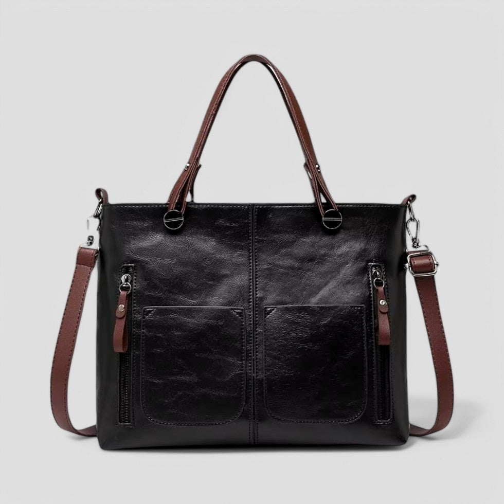 Damen Lederhandtasche mit mehreren Taschen, Umhängetasche im Vintage-Stil 7