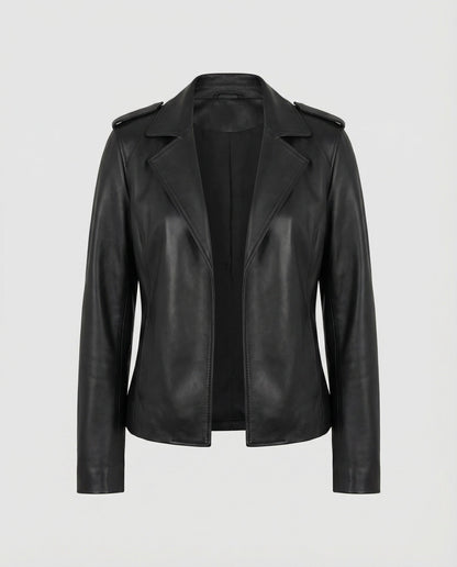 Lederjacke Damen Schwarz Bikerjacke OversizedVintage