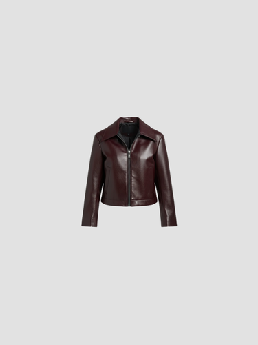 Lederjacke Damen Schwarz Elegant Ledermantel - BerlinGlamour