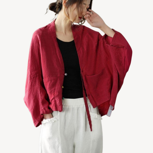 Damen Leinenmischung Kimono Jacke Cardigan | Loravelle 0