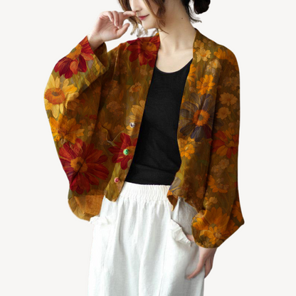 Damen Leinenmischung Kimono Jacke Cardigan | Loravelle 1