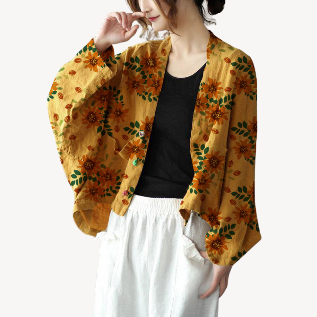 Damen Leinenmischung Kimono Jacke Cardigan | Loravelle 2