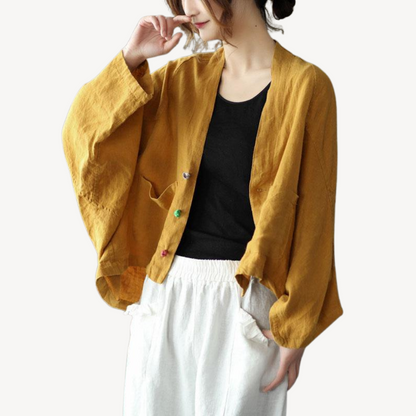 Damen Leinenmischung Kimono Jacke Cardigan | Loravelle 4