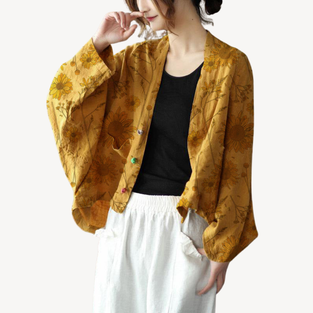 Damen Leinenmischung Kimono Jacke Cardigan | Loravelle 5