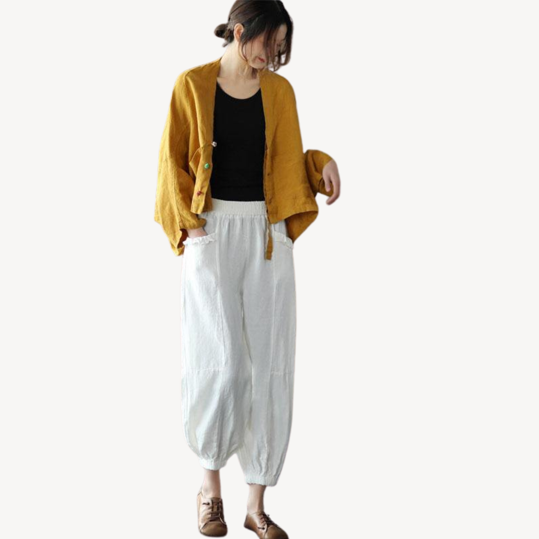 Damen Leinenmischung Kimono Jacke Cardigan | Loravelle 6