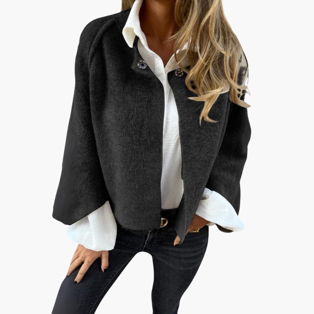 Damen Open Jacke mit Rundhalsausschnitt und langen Ärmeln 0