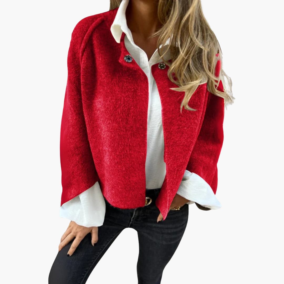 Damen Open Jacke mit Rundhalsausschnitt und langen Ärmeln 1