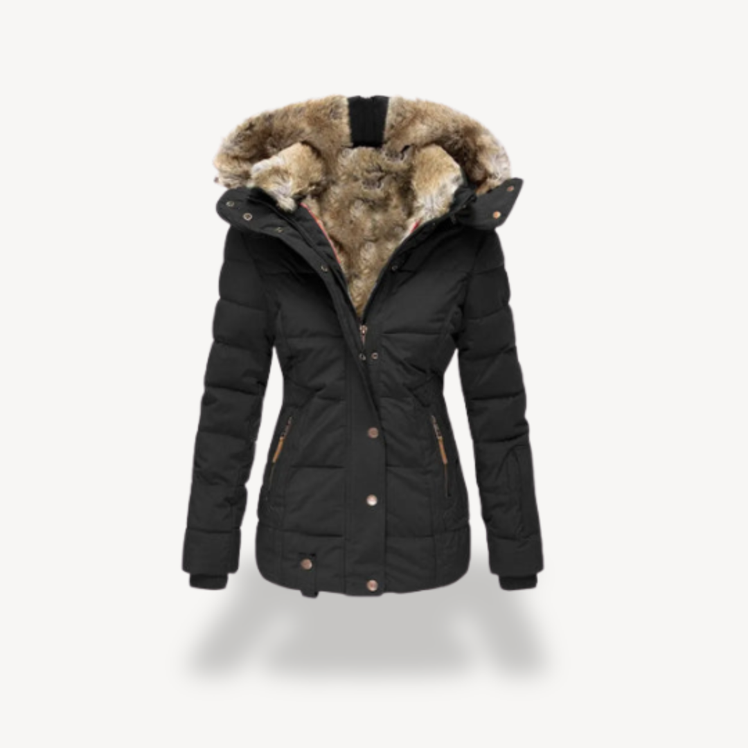 Damen Pufferjacke mit Kunstpelzkapuze | Loravelle 0