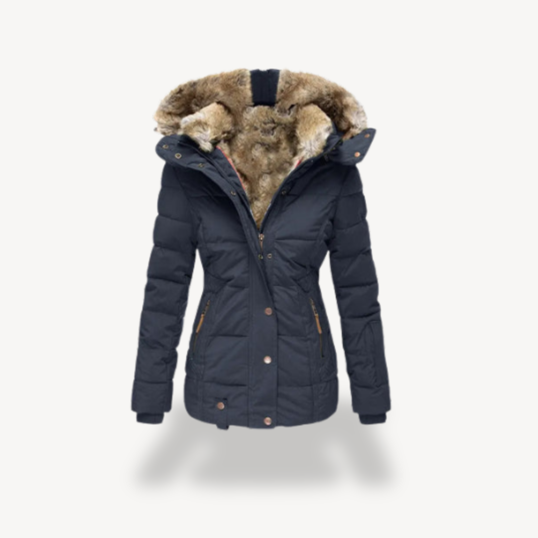 Damen Pufferjacke mit Kunstpelzkapuze | Loravelle 3