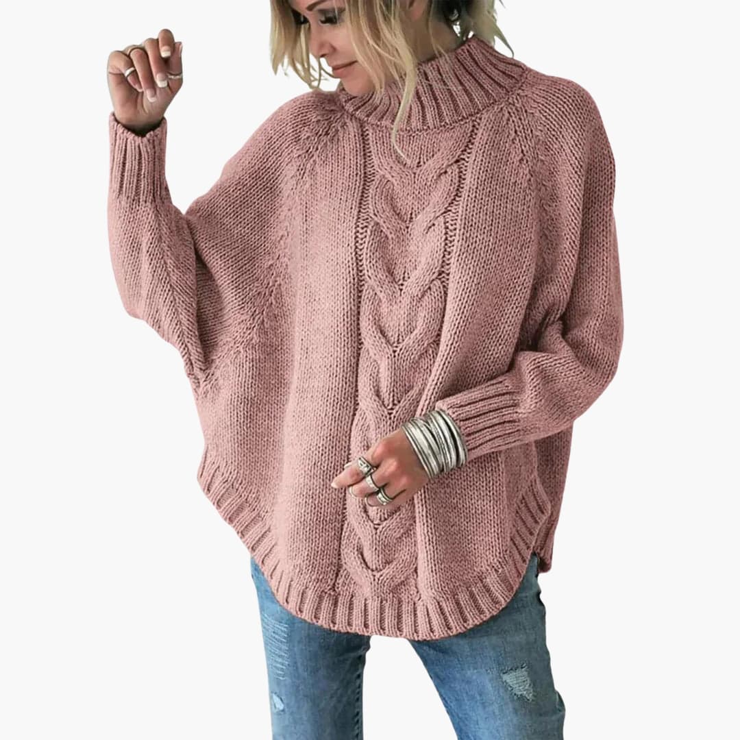 Damen Pullover mit Rollkragen und Zopfmuster 1