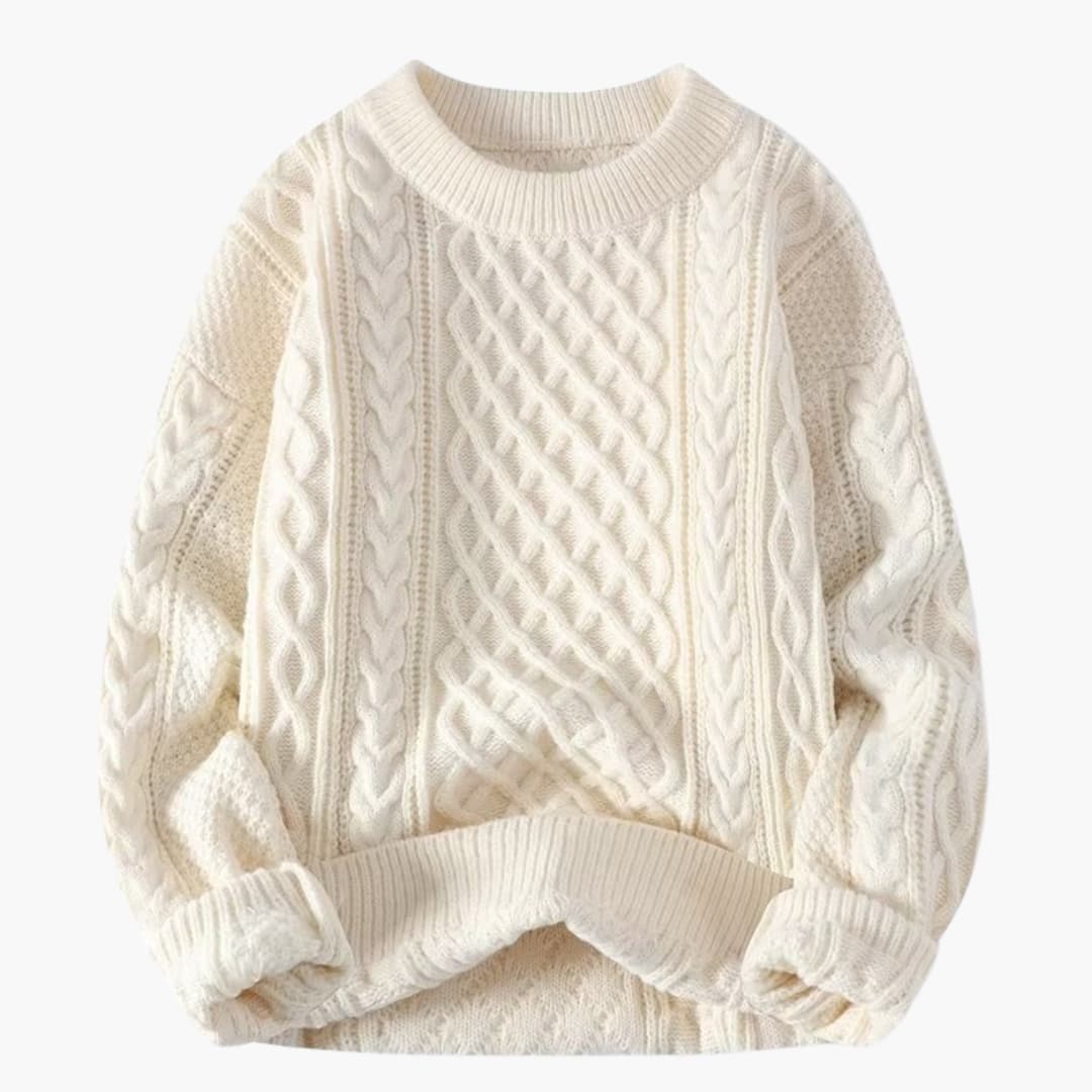 Damen Pullover mit Rundhalsausschnitt und Zopfmuster 0