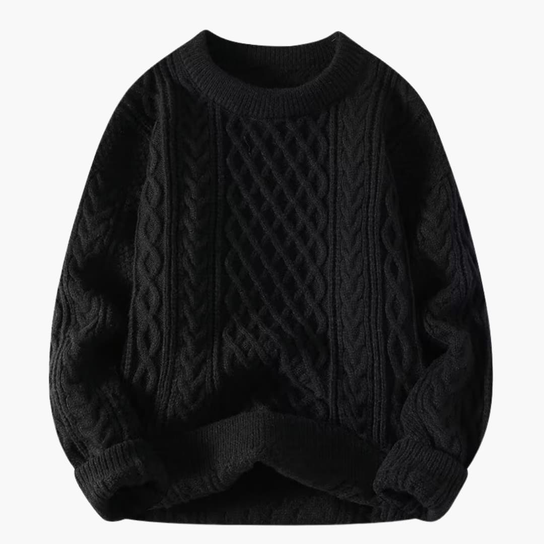 Damen Pullover mit Rundhalsausschnitt und Zopfmuster 1