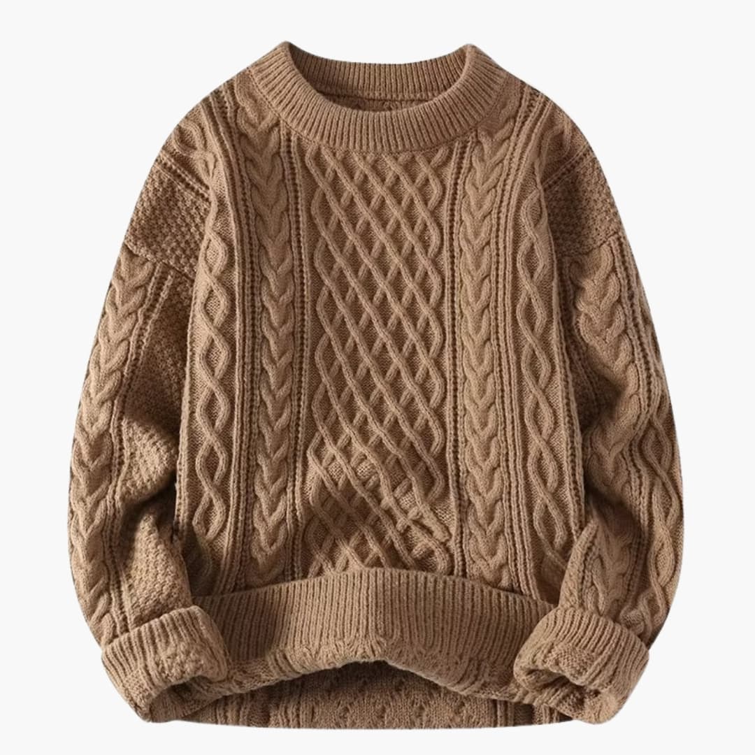 Damen Pullover mit Rundhalsausschnitt und Zopfmuster 2