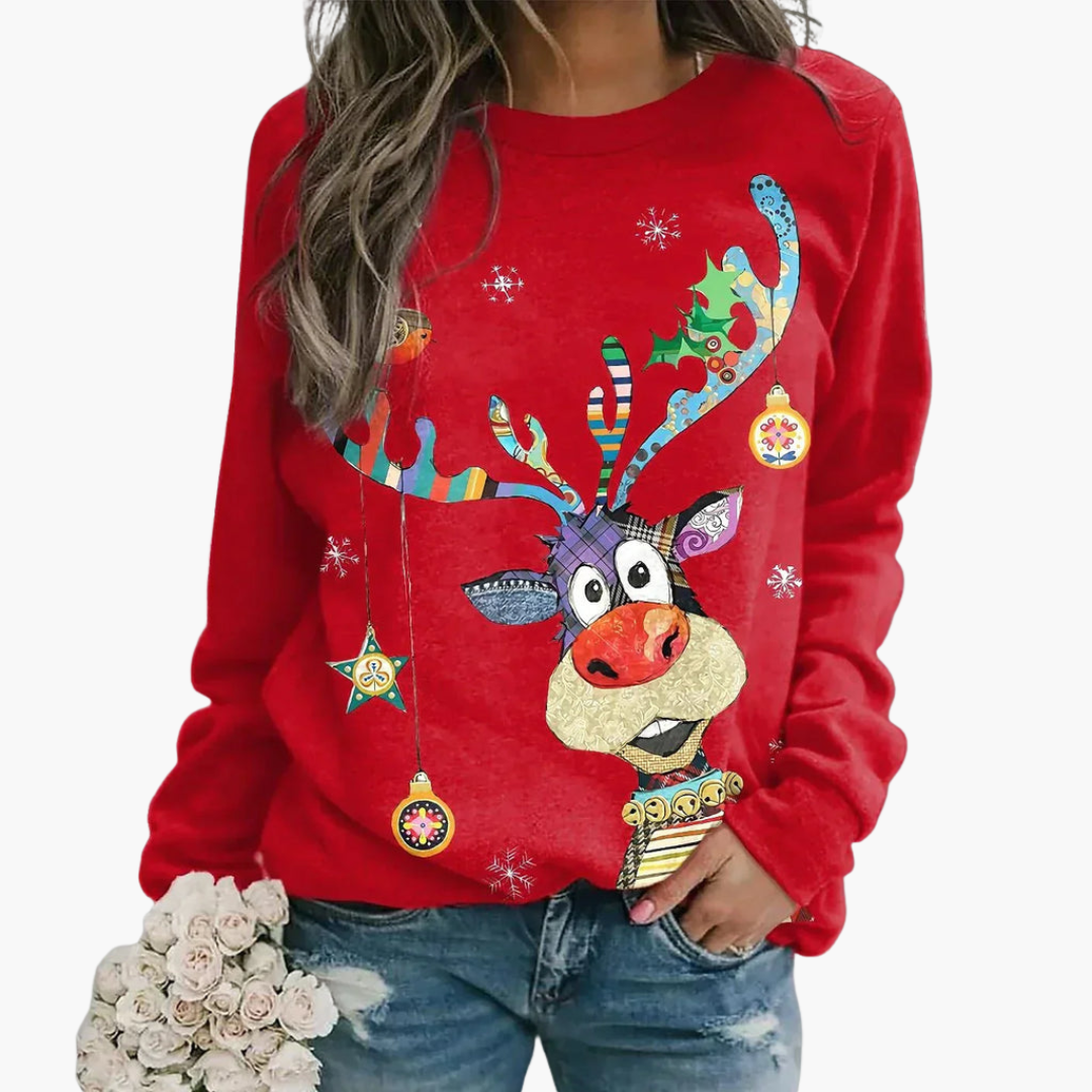 Damen Pullover mit Rundhalsausschnitt und gerippter Oberfläche 0