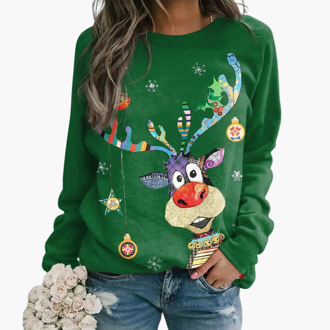 Damen Pullover mit Rundhalsausschnitt und gerippter Oberfläche 1