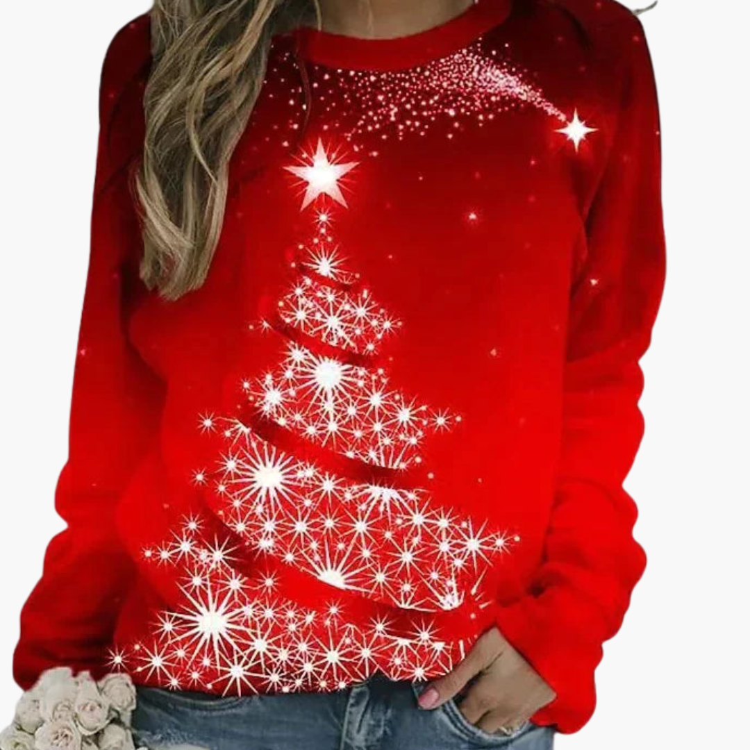 Damen Pullover mit Rundhalsausschnitt und gerippter Oberfläche 2