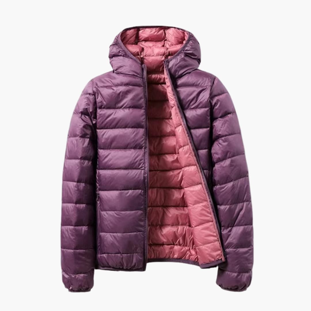 Damen Steppjacke mit Kapuze und Reißverschluss 2