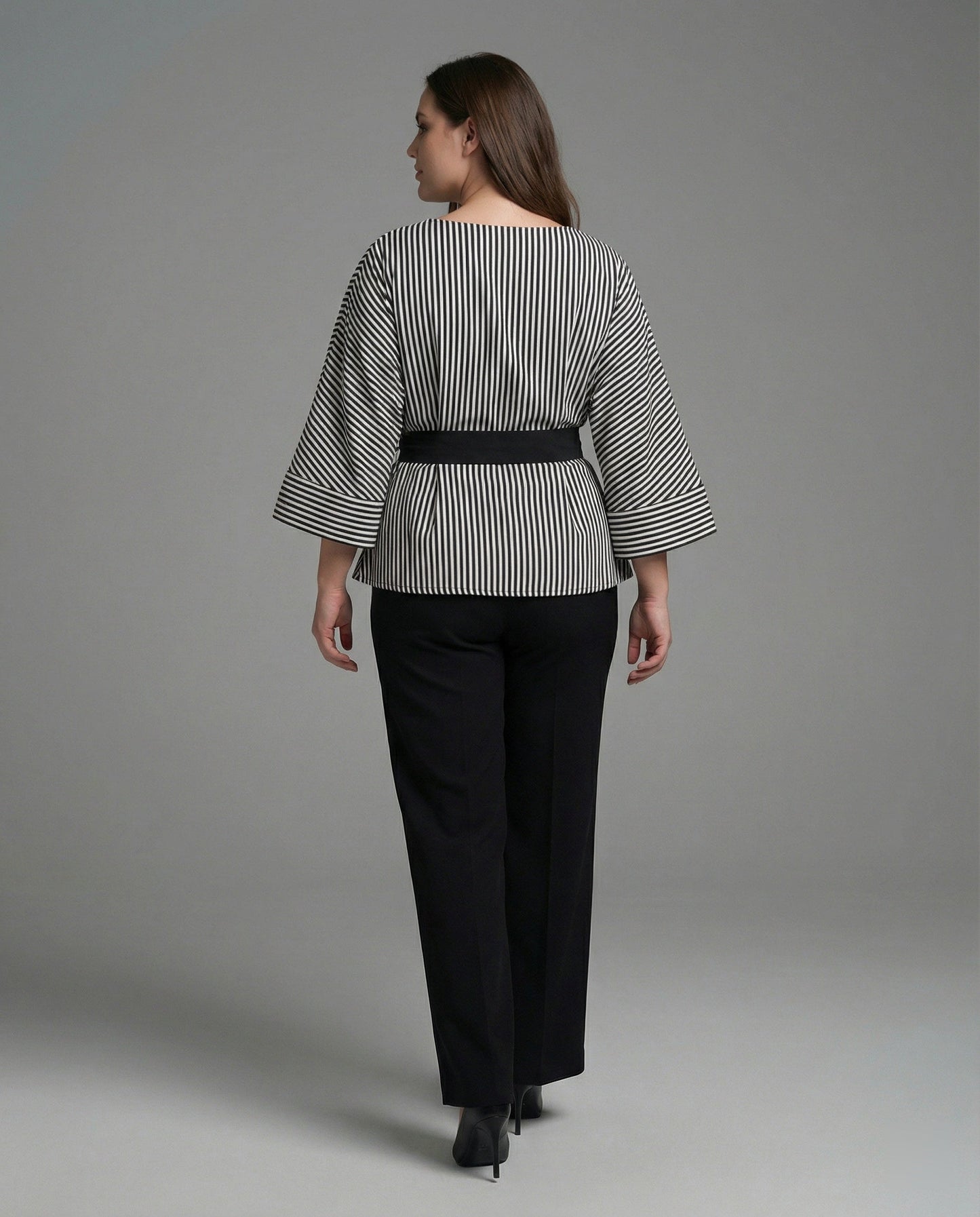 Damen Streetwear Set mit Streifen Wickeltop und Palazzo Hose