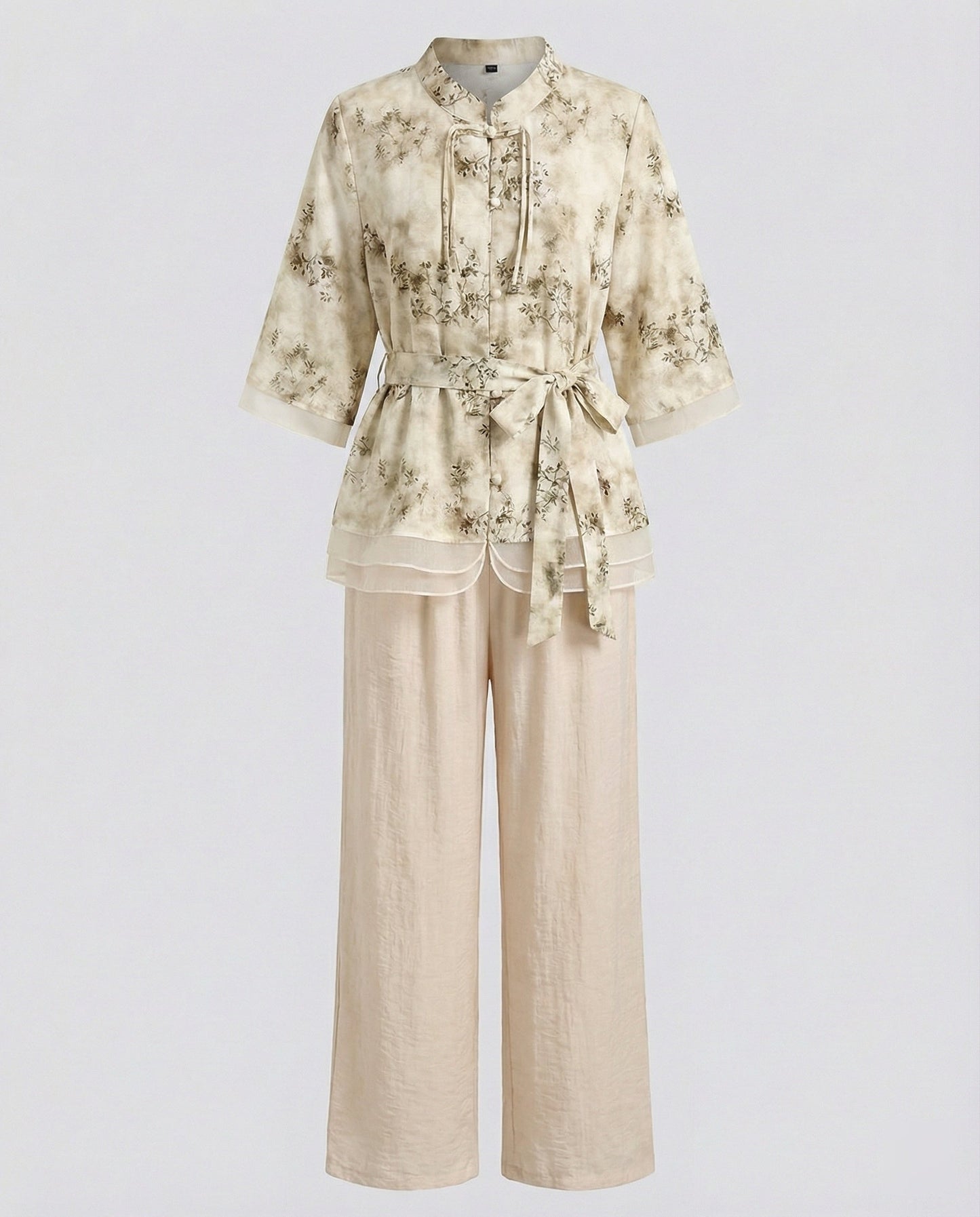 Damen Streetwear Set mit Streifen Wickeltop und Palazzo Hose