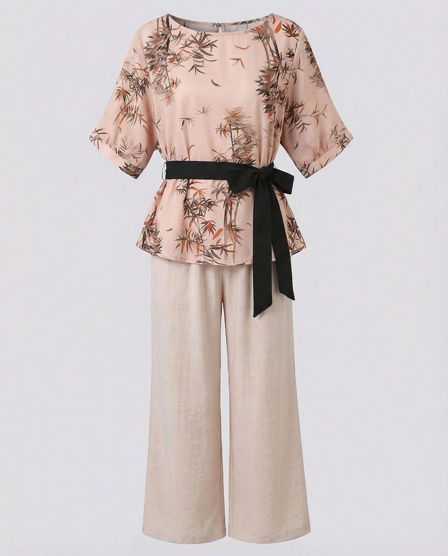 Damen Streetwear Set mit Streifen Wickeltop und Palazzo Hose