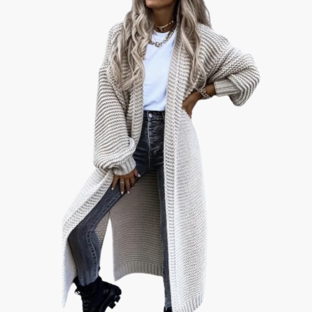 Damen Strickjacke mit langen Ärmeln offener Front und Rippbündchen 0