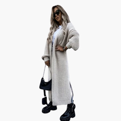 Damen Strickjacke mit langen Ärmeln offener Front und Rippbündchen 1