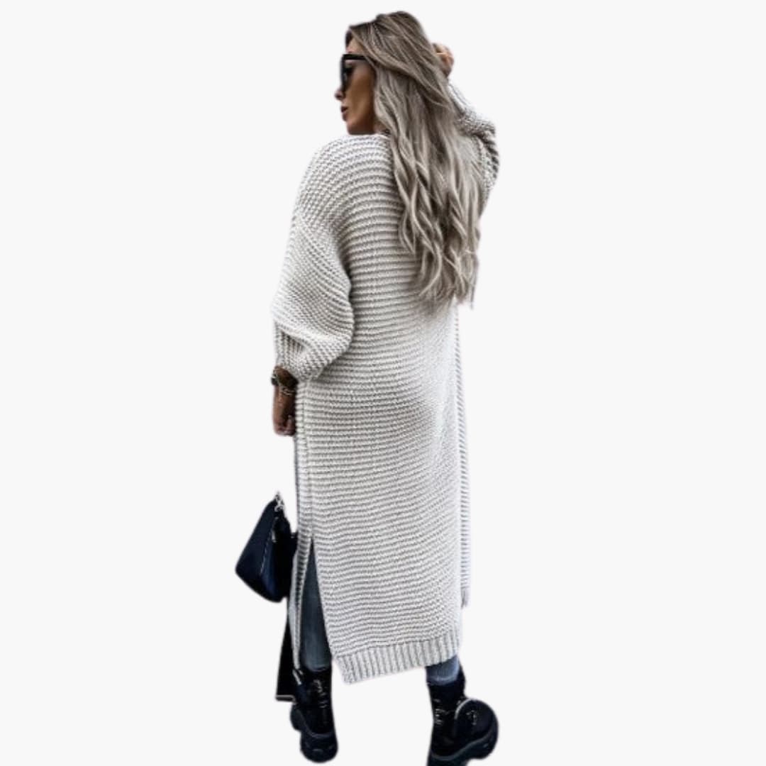 Damen Strickjacke mit langen Ärmeln offener Front und Rippbündchen 2