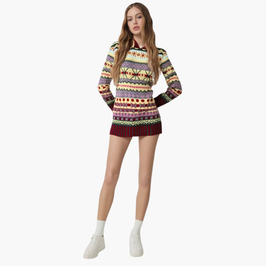 Damen Strickpullover mit Rundhalsausschnitt und gemusterter Oberfläche 0