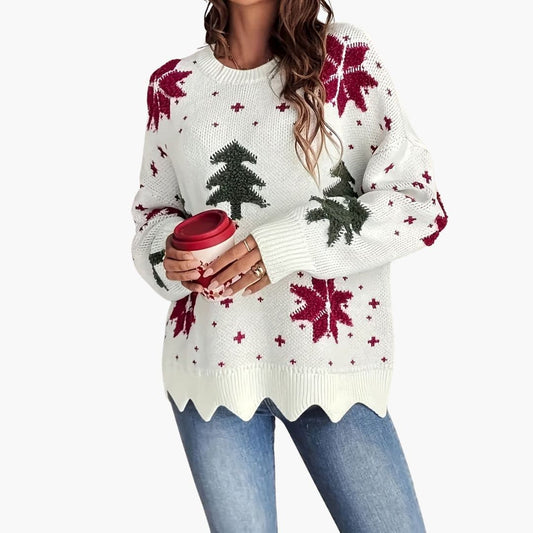 Damen Strickpullover mit festlichem Muster 0