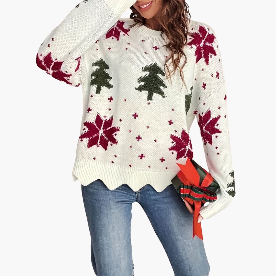 Damen Strickpullover mit festlichem Muster 2