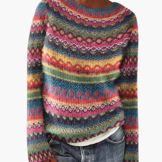 Damen Strickpullover mit langen Ärmeln und gerippter Oberfläche 0