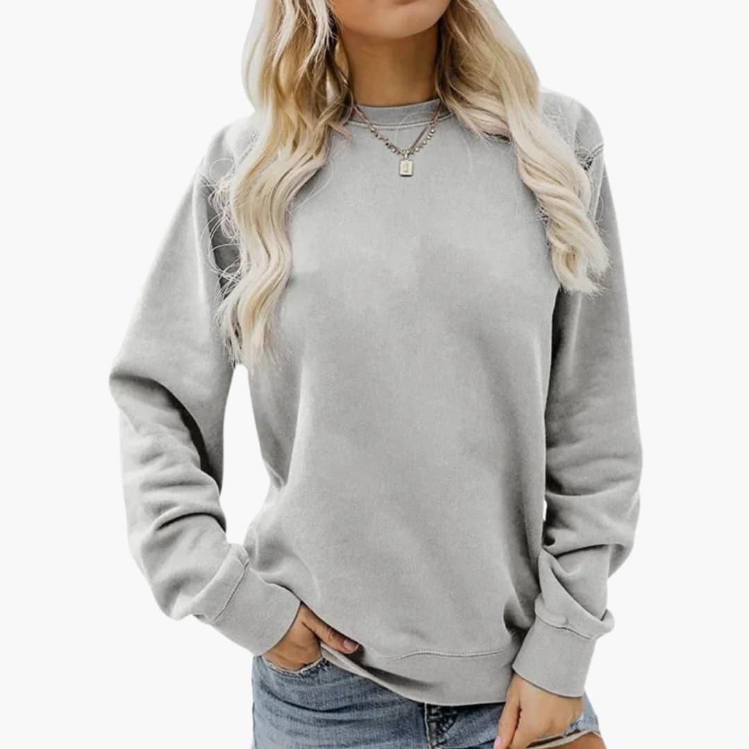 Damen Sweatshirt mit Rundhalsausschnitt und langen Ärmeln 2