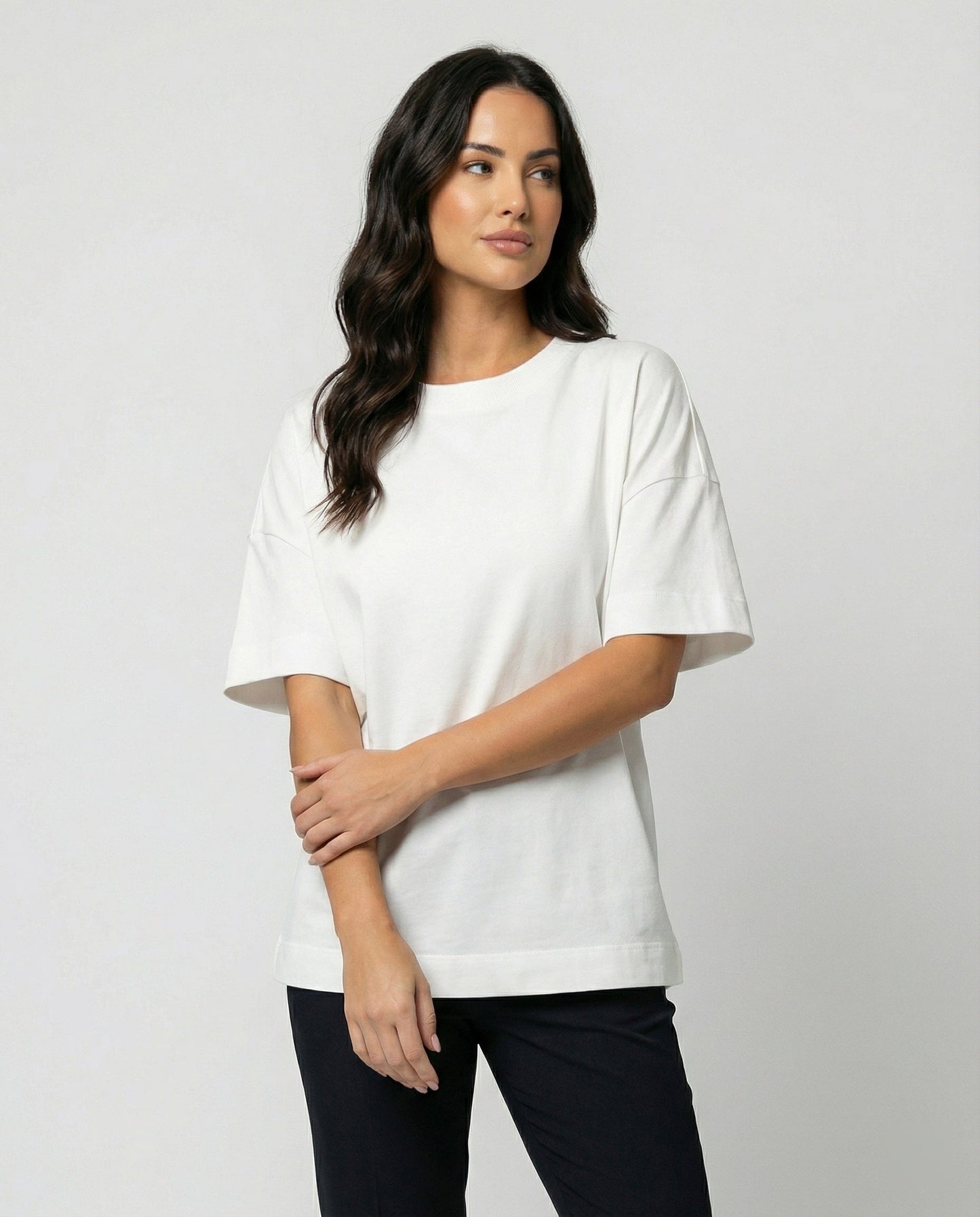 Damen T-Shirt Slim Fit Kurzarm Rundhals Schwarz Weiße Baumwolle - BerlinGlamour
