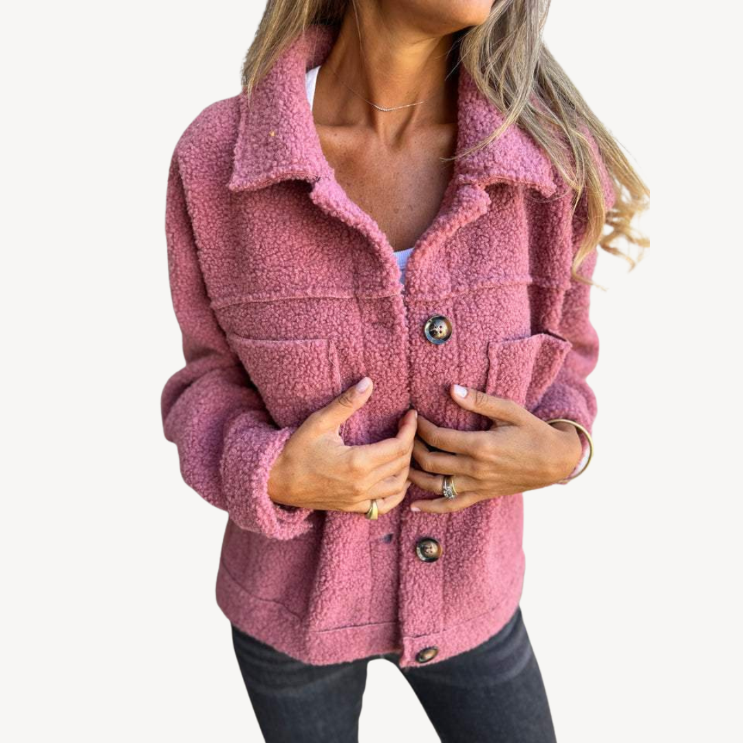Damen Teddy Fleece Button Jacke | Loravelle 2
