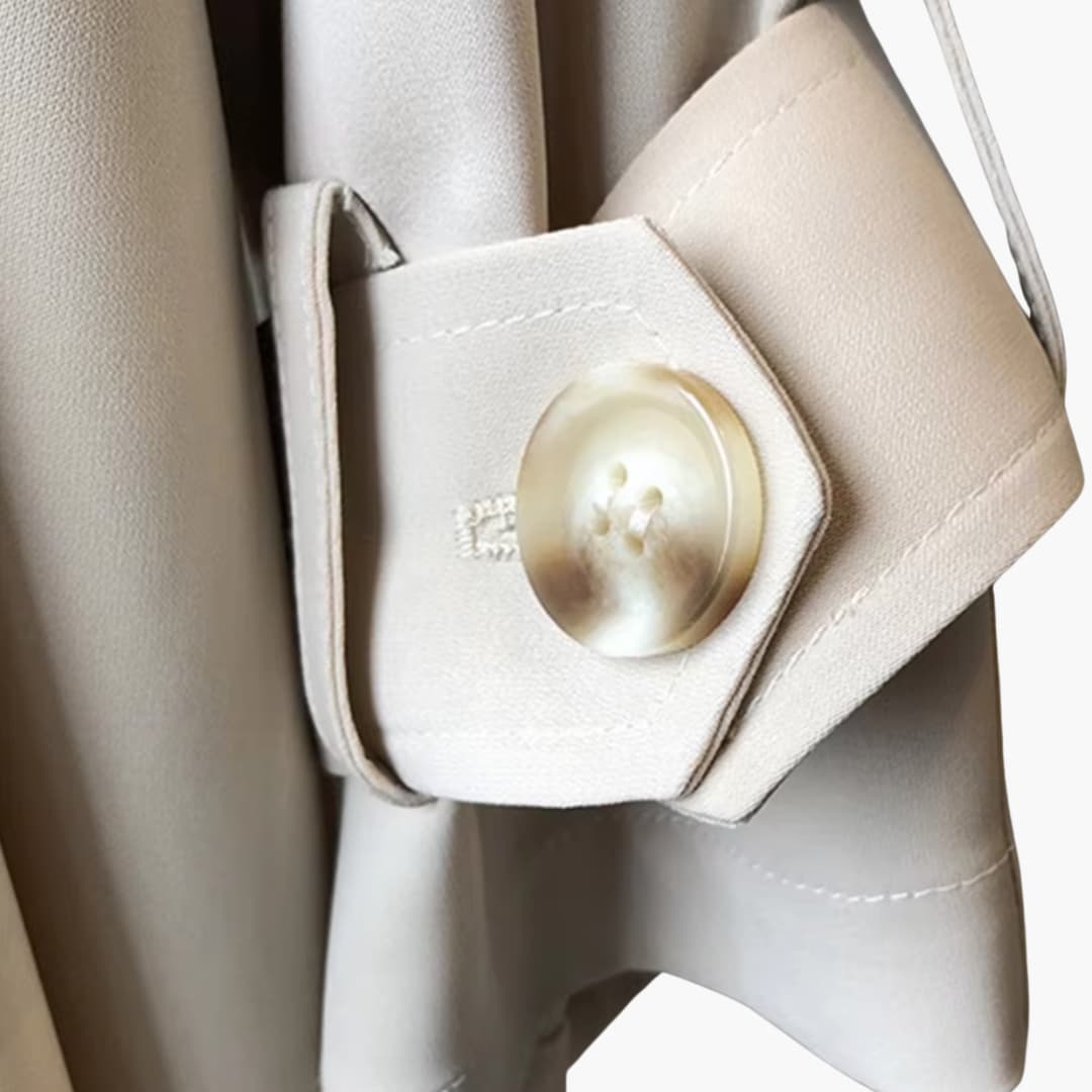 Damen Trenchcoat Lang mit Reverskragen und Knopfverschluss vorne 1